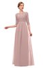 ColsBM Neriah Blush Pink Bridesmaid Dresses Lace Antique Zipper Boat Floor Length Half Length Sleeve