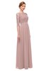 ColsBM Neriah Blush Pink Bridesmaid Dresses Lace Antique Zipper Boat Floor Length Half Length Sleeve