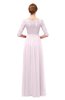 ColsBM Neriah Blush Bridesmaid Dresses Lace Antique Zipper Boat Floor Length Half Length Sleeve