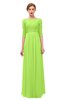 ColsBM Neriah Bright Green Bridesmaid Dresses Lace Antique Zipper Boat Floor Length Half Length Sleeve