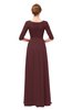 ColsBM Neriah Burgundy Bridesmaid Dresses Lace Antique Zipper Boat Floor Length Half Length Sleeve