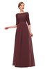 ColsBM Neriah Burgundy Bridesmaid Dresses Lace Antique Zipper Boat Floor Length Half Length Sleeve