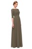 ColsBM Neriah Carafe Brown Bridesmaid Dresses Lace Antique Zipper Boat Floor Length Half Length Sleeve