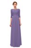 ColsBM Neriah Chalk Violet Bridesmaid Dresses Lace Antique Zipper Boat Floor Length Half Length Sleeve