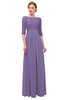 ColsBM Neriah Chalk Violet Bridesmaid Dresses Lace Antique Zipper Boat Floor Length Half Length Sleeve