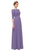 ColsBM Neriah Chalk Violet Bridesmaid Dresses Lace Antique Zipper Boat Floor Length Half Length Sleeve