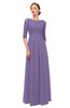 ColsBM Neriah Chalk Violet Bridesmaid Dresses Lace Antique Zipper Boat Floor Length Half Length Sleeve