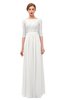 ColsBM Neriah Cloud White Bridesmaid Dresses Lace Antique Zipper Boat Floor Length Half Length Sleeve