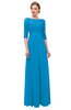 ColsBM Neriah Cornflower Blue Bridesmaid Dresses Lace Antique Zipper Boat Floor Length Half Length Sleeve