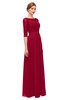ColsBM Neriah Dark Red Bridesmaid Dresses Lace Antique Zipper Boat Floor Length Half Length Sleeve