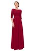 ColsBM Neriah Dark Red Bridesmaid Dresses Lace Antique Zipper Boat Floor Length Half Length Sleeve