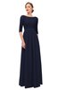 ColsBM Neriah Dark Sapphire Bridesmaid Dresses Lace Antique Zipper Boat Floor Length Half Length Sleeve