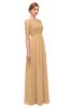 ColsBM Neriah Desert Mist Bridesmaid Dresses Lace Antique Zipper Boat Floor Length Half Length Sleeve