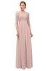 ColsBM Neriah Dusty Rose Bridesmaid Dresses Lace Antique Zipper Boat Floor Length Half Length Sleeve