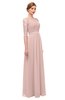 ColsBM Neriah Dusty Rose Bridesmaid Dresses Lace Antique Zipper Boat Floor Length Half Length Sleeve