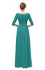 ColsBM Neriah Emerald Green Bridesmaid Dresses Lace Antique Zipper Boat Floor Length Half Length Sleeve