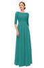 ColsBM Neriah Emerald Green Bridesmaid Dresses Lace Antique Zipper Boat Floor Length Half Length Sleeve