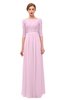 ColsBM Neriah Fairy Tale Bridesmaid Dresses Lace Antique Zipper Boat Floor Length Half Length Sleeve