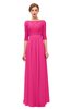 ColsBM Neriah Fandango Pink Bridesmaid Dresses Lace Antique Zipper Boat Floor Length Half Length Sleeve