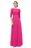 ColsBM Neriah Fandango Pink Bridesmaid Dresses Lace Antique Zipper Boat Floor Length Half Length Sleeve