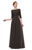 ColsBM Neriah Fudge Brown Bridesmaid Dresses Lace Antique Zipper Boat Floor Length Half Length Sleeve