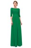 ColsBM Neriah Green Bridesmaid Dresses Lace Antique Zipper Boat Floor Length Half Length Sleeve