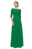 ColsBM Neriah Green Bridesmaid Dresses Lace Antique Zipper Boat Floor Length Half Length Sleeve