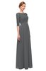 ColsBM Neriah Grey Bridesmaid Dresses Lace Antique Zipper Boat Floor Length Half Length Sleeve