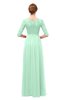 ColsBM Neriah Honeydew Bridesmaid Dresses Lace Antique Zipper Boat Floor Length Half Length Sleeve