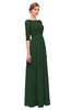 ColsBM Neriah Hunter Green Bridesmaid Dresses Lace Antique Zipper Boat Floor Length Half Length Sleeve
