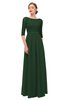 ColsBM Neriah Hunter Green Bridesmaid Dresses Lace Antique Zipper Boat Floor Length Half Length Sleeve