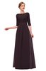 ColsBM Neriah Italian Plum Bridesmaid Dresses Lace Antique Zipper Boat Floor Length Half Length Sleeve
