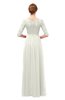 ColsBM Neriah Ivory Bridesmaid Dresses Lace Antique Zipper Boat Floor Length Half Length Sleeve