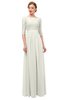 ColsBM Neriah Ivory Bridesmaid Dresses Lace Antique Zipper Boat Floor Length Half Length Sleeve