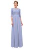 ColsBM Neriah Lavender Bridesmaid Dresses Lace Antique Zipper Boat Floor Length Half Length Sleeve