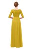 ColsBM Neriah Lemon Curry Bridesmaid Dresses Lace Antique Zipper Boat Floor Length Half Length Sleeve