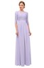 ColsBM Neriah Light Purple Bridesmaid Dresses Lace Antique Zipper Boat Floor Length Half Length Sleeve