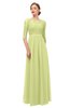 ColsBM Neriah Lime Green Bridesmaid Dresses Lace Antique Zipper Boat Floor Length Half Length Sleeve
