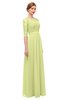 ColsBM Neriah Lime Sherbet Bridesmaid Dresses Lace Antique Zipper Boat Floor Length Half Length Sleeve