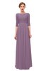 ColsBM Neriah Mauve Bridesmaid Dresses Lace Antique Zipper Boat Floor Length Half Length Sleeve