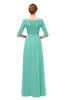 ColsBM Neriah Mint Green Bridesmaid Dresses Lace Antique Zipper Boat Floor Length Half Length Sleeve