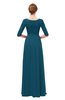 ColsBM Neriah Moroccan Blue Bridesmaid Dresses Lace Antique Zipper Boat Floor Length Half Length Sleeve