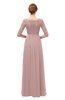 ColsBM Neriah Nectar Pink Bridesmaid Dresses Lace Antique Zipper Boat Floor Length Half Length Sleeve