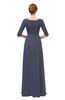 ColsBM Neriah Nightshadow Blue Bridesmaid Dresses Lace Antique Zipper Boat Floor Length Half Length Sleeve