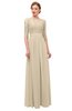 ColsBM Neriah Novelle Peach Bridesmaid Dresses Lace Antique Zipper Boat Floor Length Half Length Sleeve
