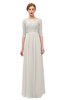 ColsBM Neriah Off White Bridesmaid Dresses Lace Antique Zipper Boat Floor Length Half Length Sleeve