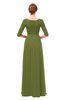 ColsBM Neriah Olive Green Bridesmaid Dresses Lace Antique Zipper Boat Floor Length Half Length Sleeve