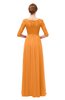 ColsBM Neriah Orange Bridesmaid Dresses Lace Antique Zipper Boat Floor Length Half Length Sleeve