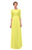 ColsBM Neriah Pale Yellow Bridesmaid Dresses Lace Antique Zipper Boat Floor Length Half Length Sleeve