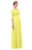 ColsBM Neriah Pale Yellow Bridesmaid Dresses Lace Antique Zipper Boat Floor Length Half Length Sleeve
